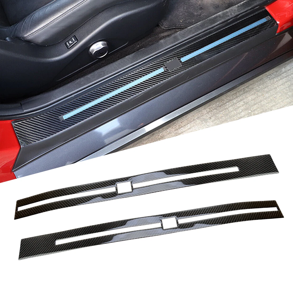 

1 Pair Door Sills Protectors Covers Stickers Fit For Nissan GTR R35 2007 2008 2009 2010 2011 2012 2013 2014 2015 2016-2019 Black
