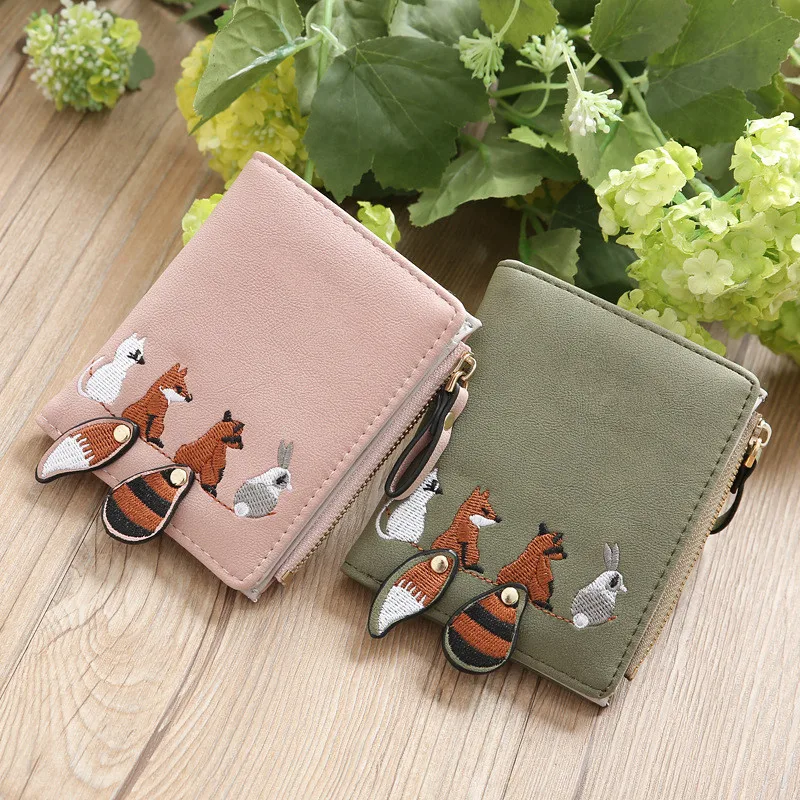 New Women's Wallet Cute Cat Short Wallet Leather Small Purse Girls Money  Bag Card Holder Ladies Female Hasp 2022 Fashion - AliExpress