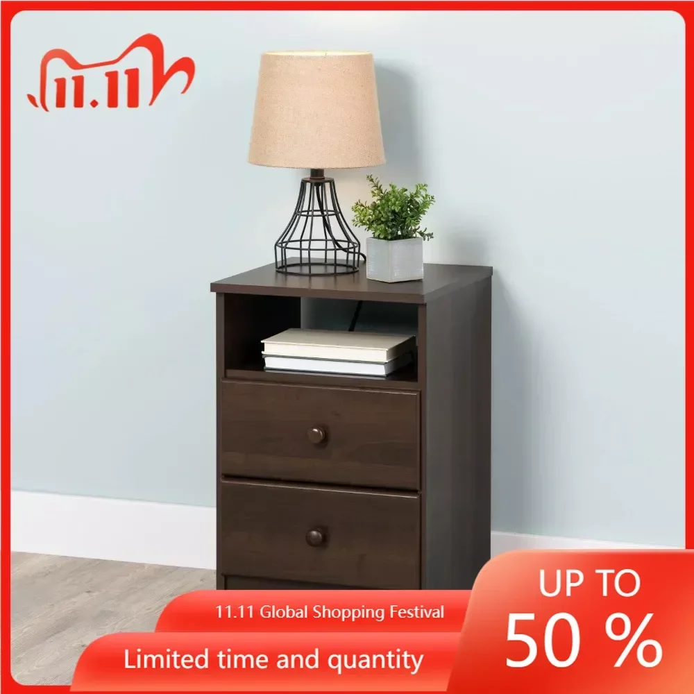 

Astrid Modern Bedroom Nightstand Modular Furniture Espresso Beds & Furniture 2-Drawer Bedside Bedside Tables With Drawers Mobile