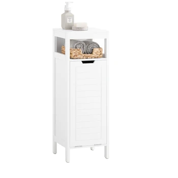 SoBuy BZR122-W armadio per bucato con borsa per bucato ripiegabile cassapanca per bucato raccoglitore per bucato cestino per bucato armadio per il bagno BHT ca. 30x90x30 1
