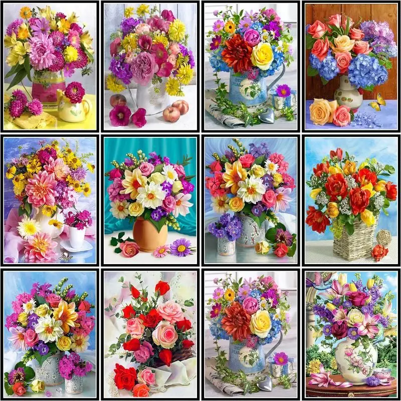 

CHENISTORY diy Pictures By Number Flower In Vase Kits Painting By Numbers Drawing On Canvas Handpainted Art Gift Home Decor
