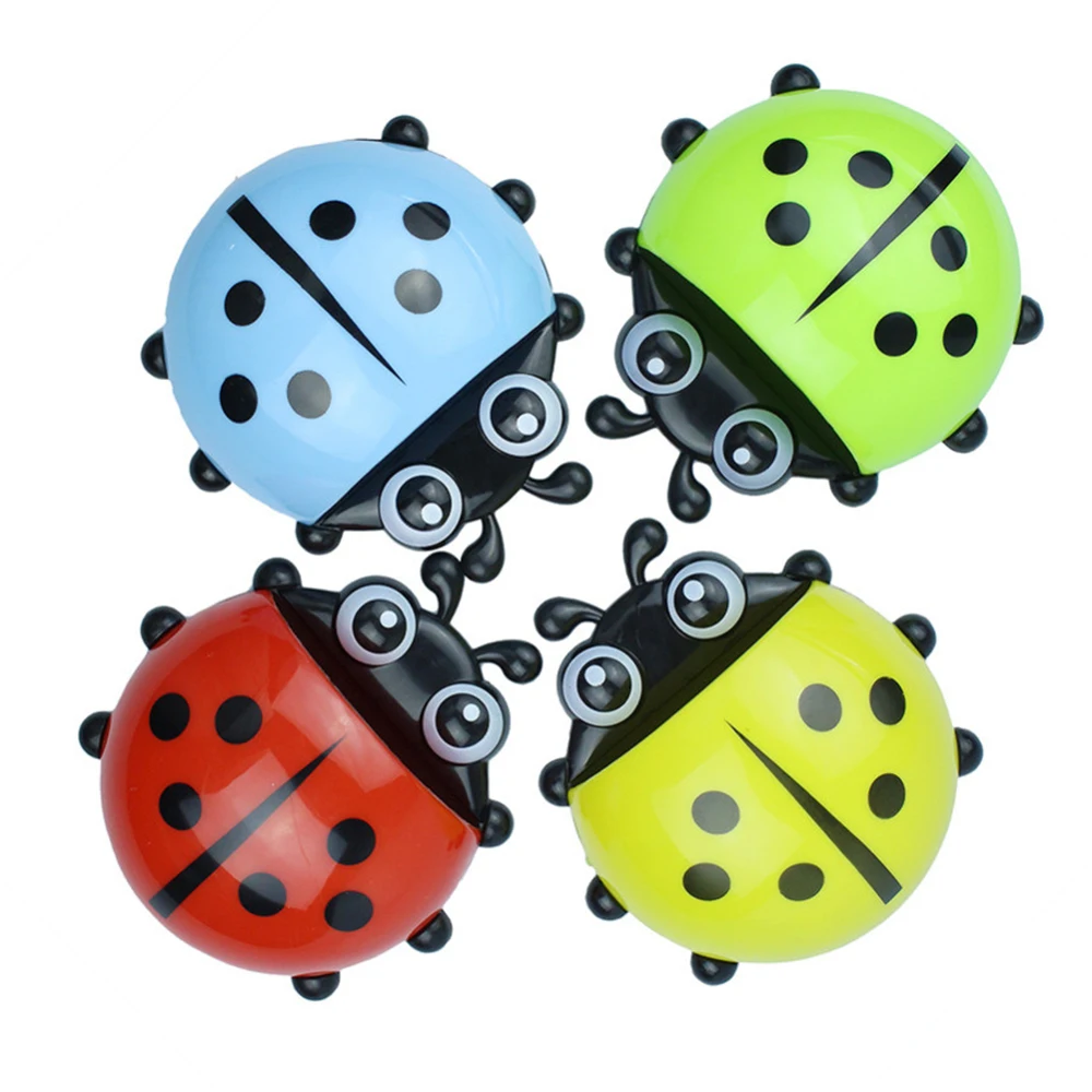 Ladybug Animal Insect Toothbrush Holder Bathroom Cartoon Toothbrush Toothpaste Wall Suction Holder Rack Container Organizer