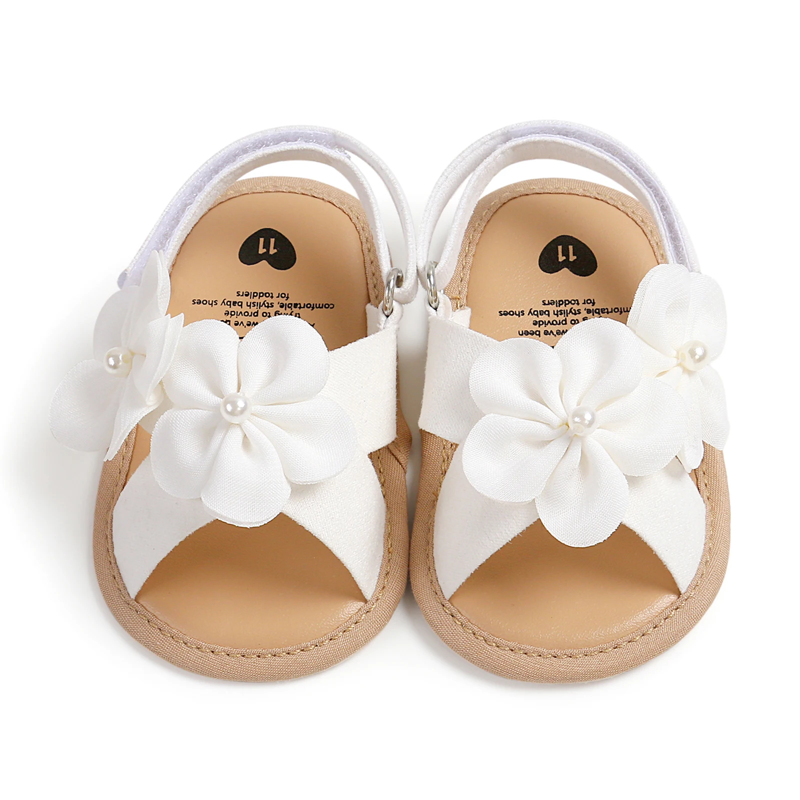 MISOWMNJOY Baby Girls Summer Sandals Beach Shoes Cute Princess Flower Flat Shoes Soft Sole Non-slip Infant First Walker Shoes 5