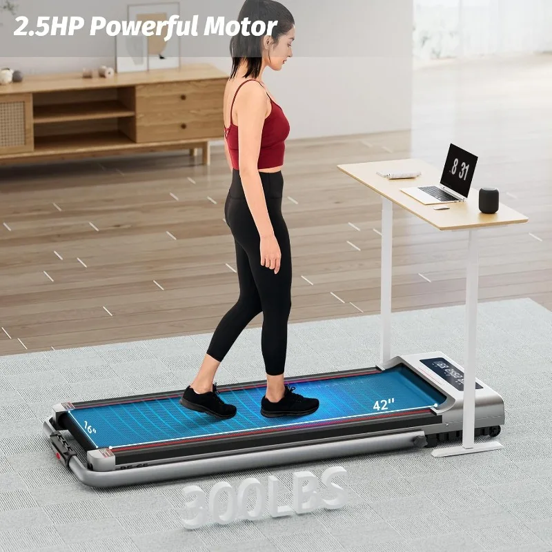 Foldable Treadmill 300 lb Capacity Walking Pad 2.5HP Treadmill Under Desk Portable for Home and Office