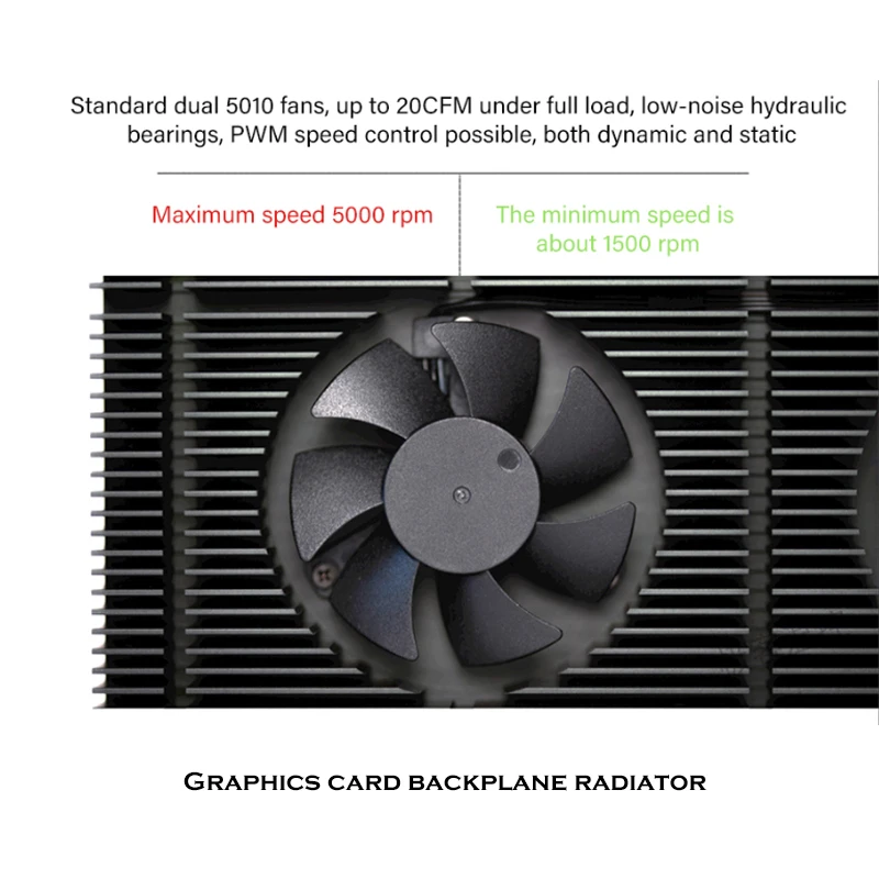 Gpu Backplate Radiador para Rtx3090 3080 3070 Placa de Vídeo Dissipador Calor Vga Vram Memória Cooler Pwm Ventilador Kit Refrigeração Alumínio 90*180*15 mm - Imagem 6