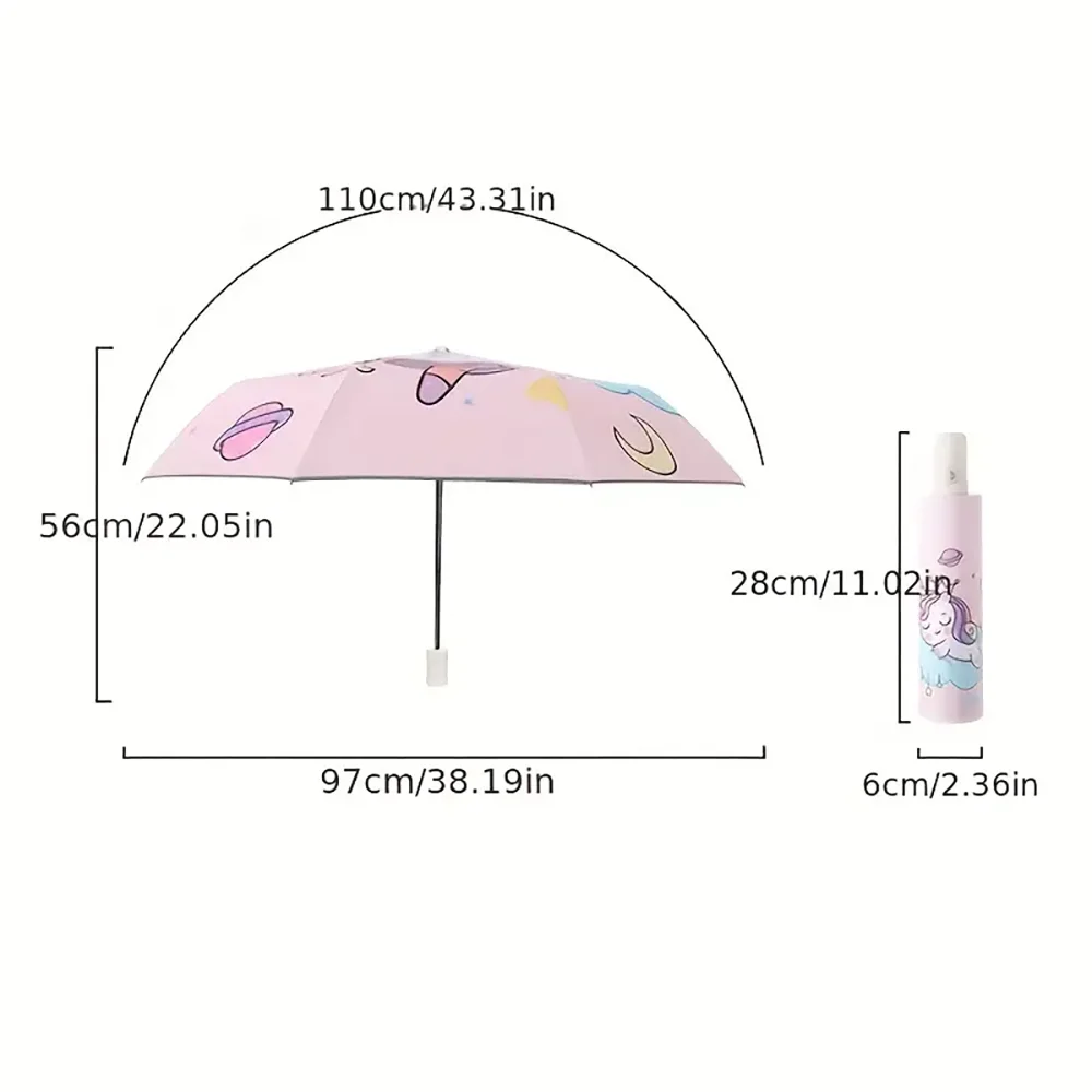 Umbrella anti-rebound closing students male and female umbrella sunshade sunblock portable cute cartoon folding umbrella