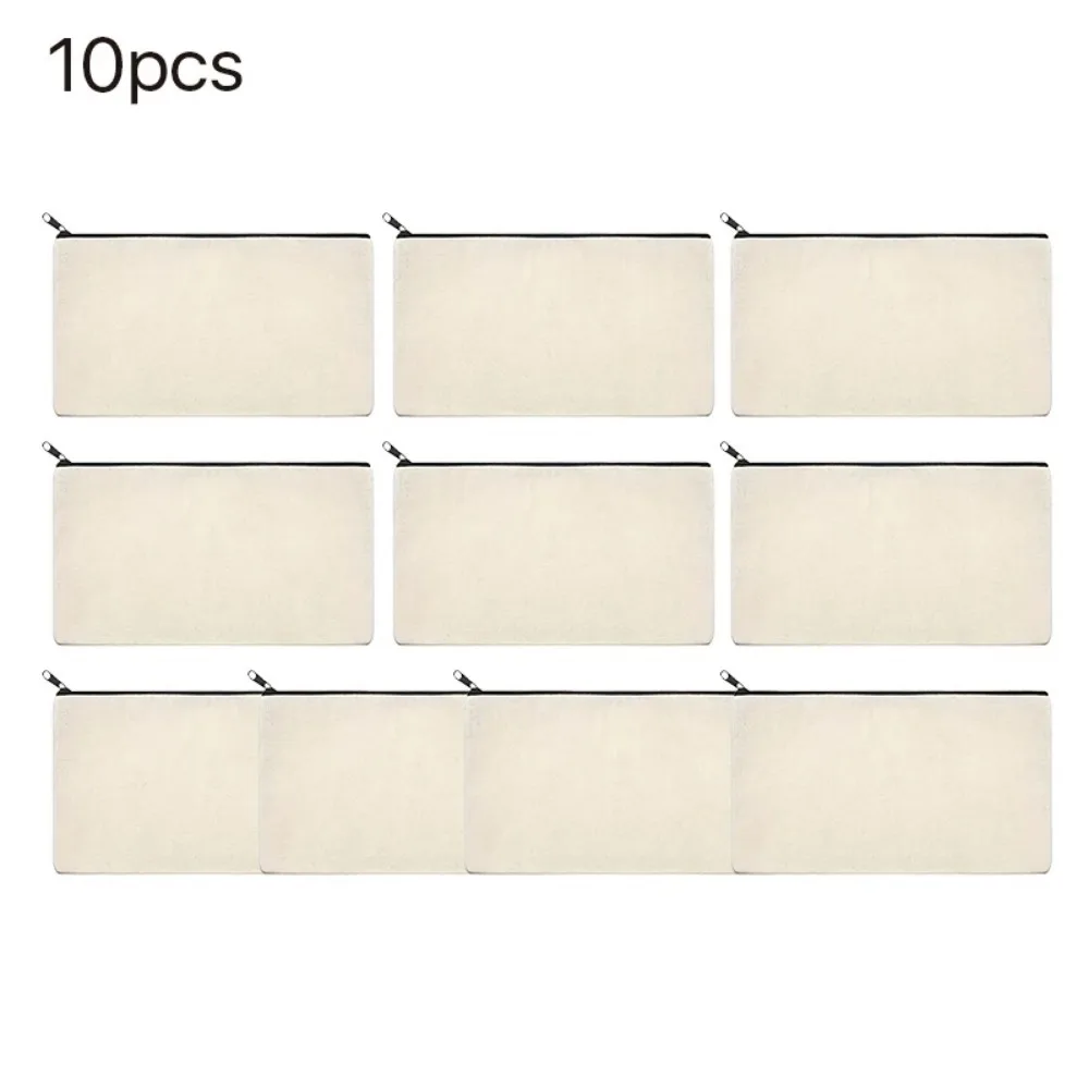 Zipper Bags 10/20PCS Canvas Zipper Bags Multifunctional Blank DIY Craft Pouches Pencil Bags Case Pouch For Home School Travel