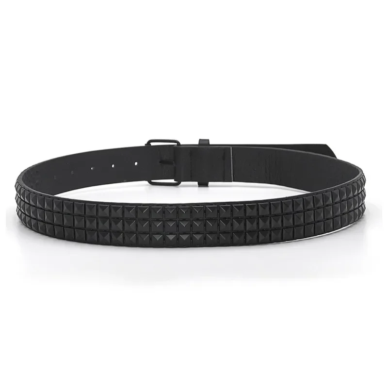 Modischer Nietengürtel für Männer und Frauen, Nietenverzierter Gürtel im Punk-Rock-Stil mit Dornschließe, Dropshipping, Schwarz – Detail 5