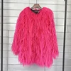 Mongolia Sheep Fur Women Medium Long Coat Jacket Colorful Warm Faux Fur Plush Coats Female Jacket Autumn Winter Furry Outerwear 3