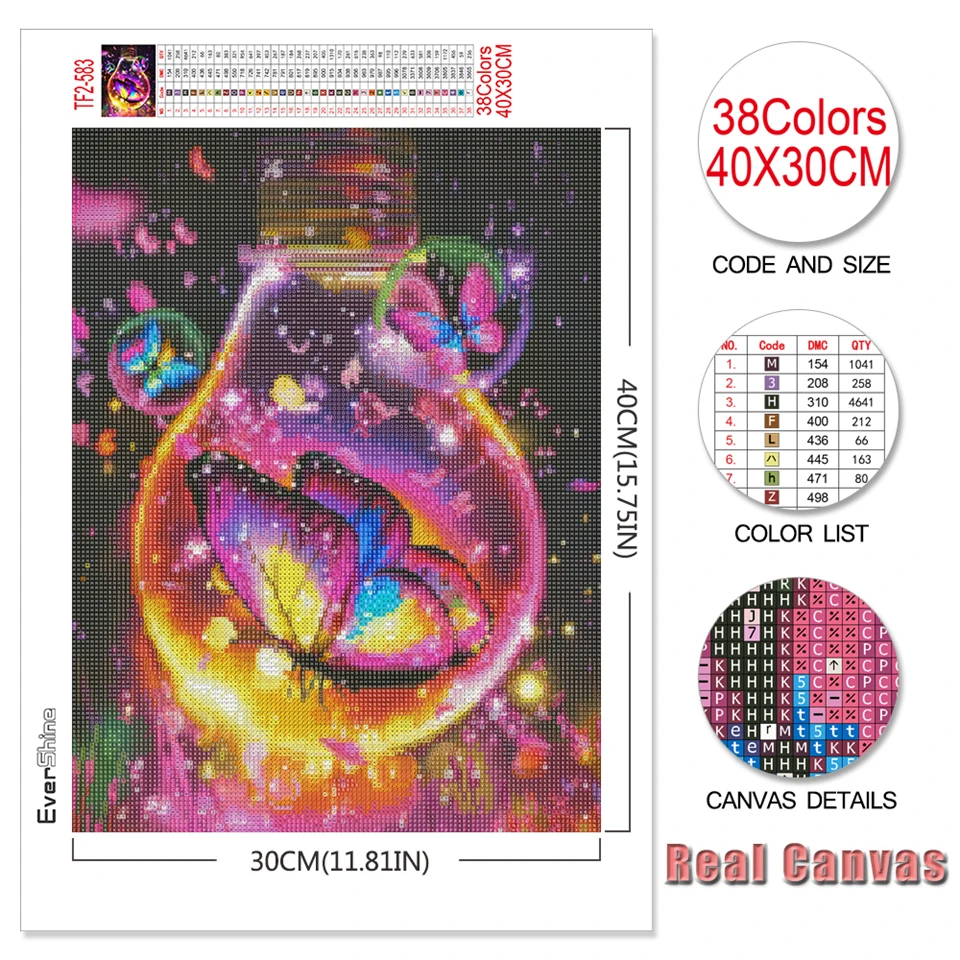 Diamond Painting Diamond Painting Accessories Evershine Diamond Embroidery Butterfly Animal Diamond Painting Light Full Square Round Mosaic DIY Art Handmade Hobby