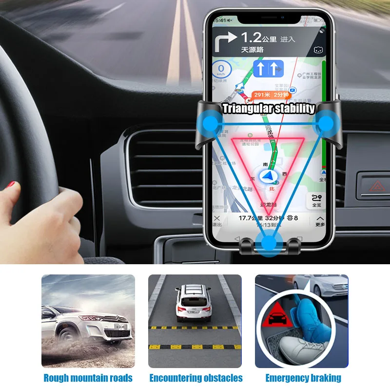 1Pcs Car Phone Holder Gravity Car Bracket Air Vent Stand Accessories