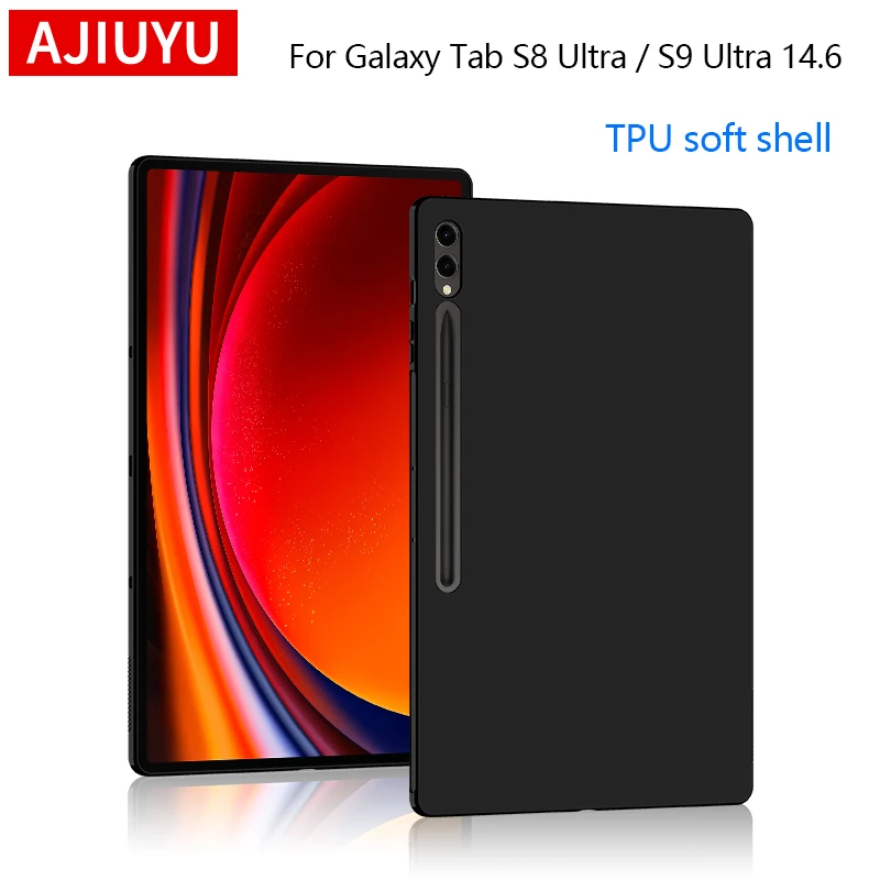 부드러운 실리콘 TPU 보호 충격 방지 쉘, 삼성 갤럭시 탭 S9 울트라용 케이스, 탭 S8 울트라 태블릿 후면 커버, 14.6 인치 