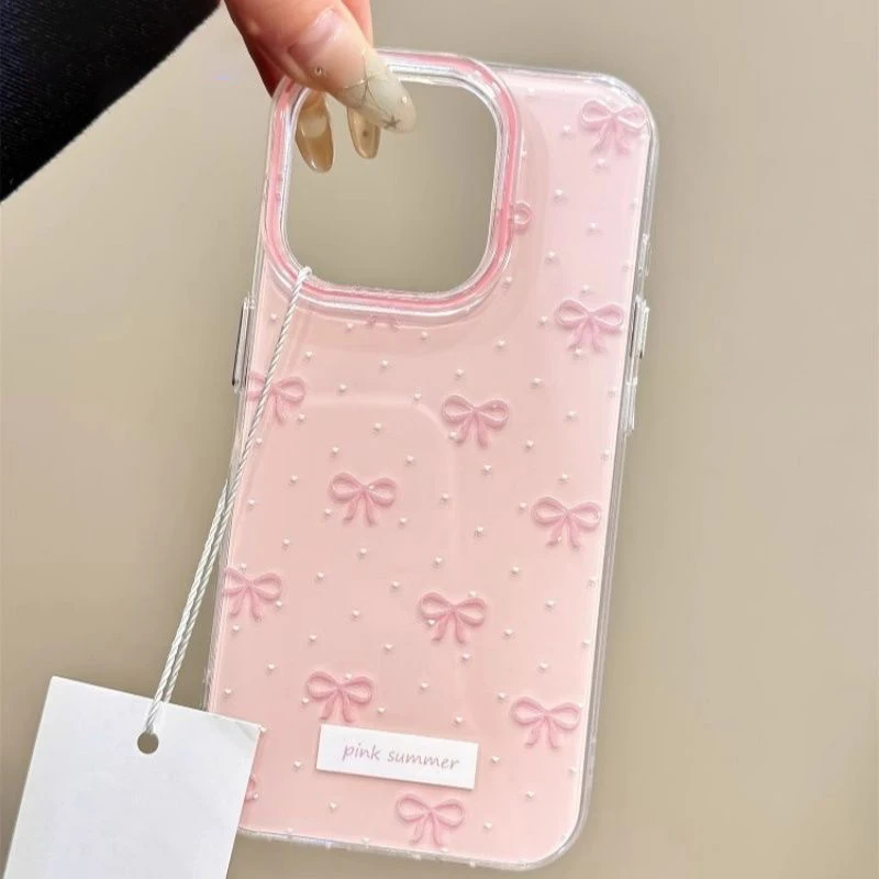 Charming Pink Bowknot Pattern Shockproof Soft Phone Case