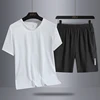 Casual 2024 Breathable Summer T Shirt + Shorts for Men Set Two Piece Tracksuit Hip Hop Streetwear Running Sport Clothes Oversize 2