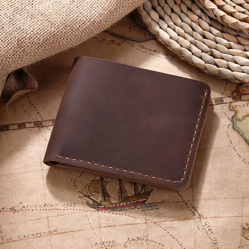 Portafoglio da uomo in pelle cucita a mano Portafoglio da uomo