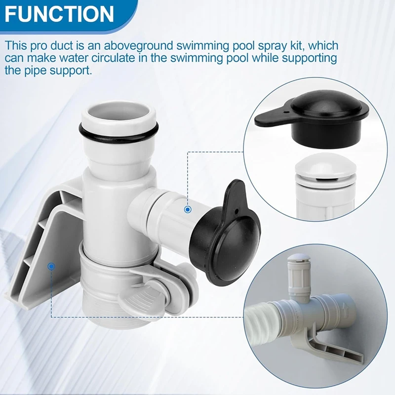 637R 12363 Pipe Holder & Air Jet Valve Compatible Intex C1000 Krystal Clear Replacement Air Jet Valve Inlet