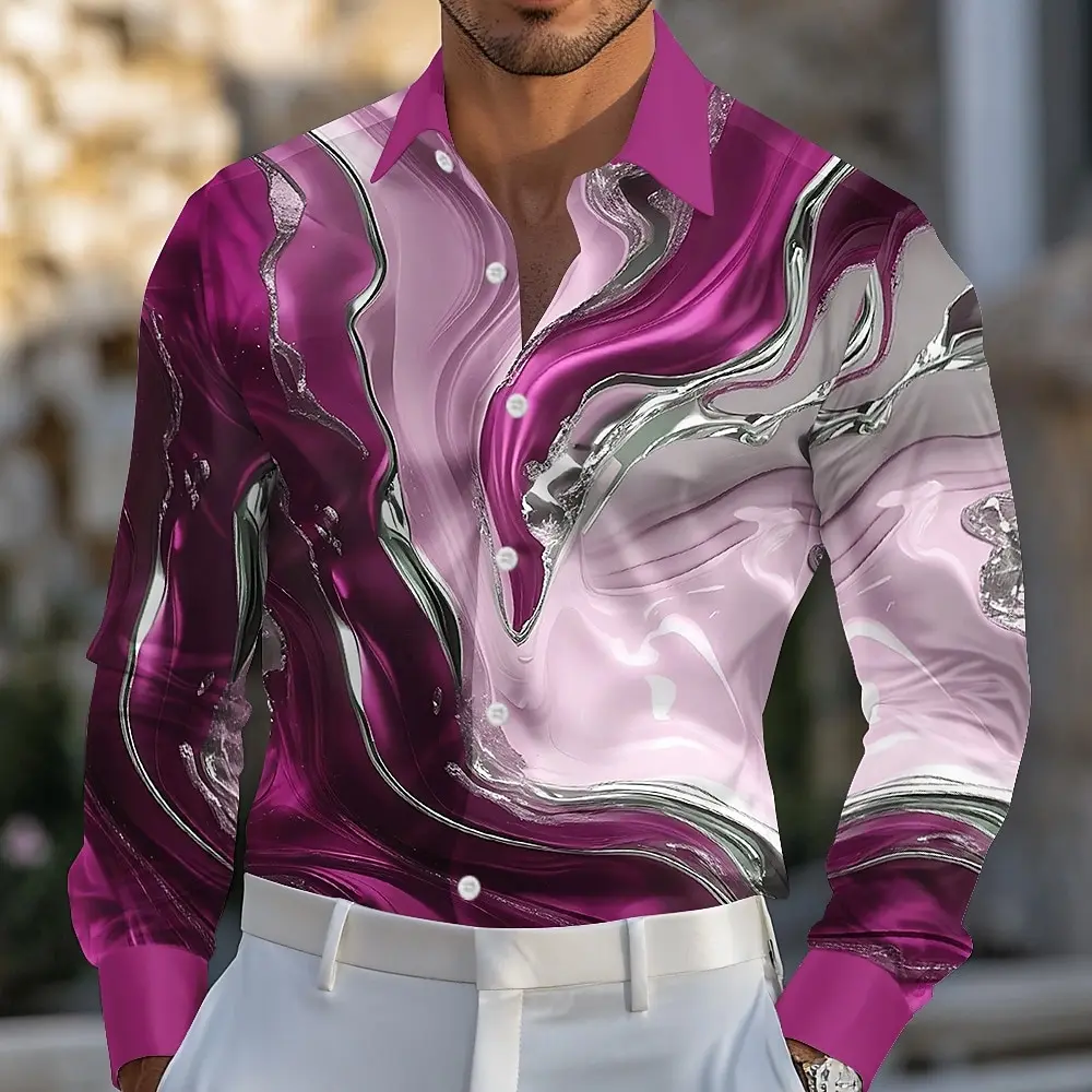 Men’s Marble Art Long Sleeve Shirt 2