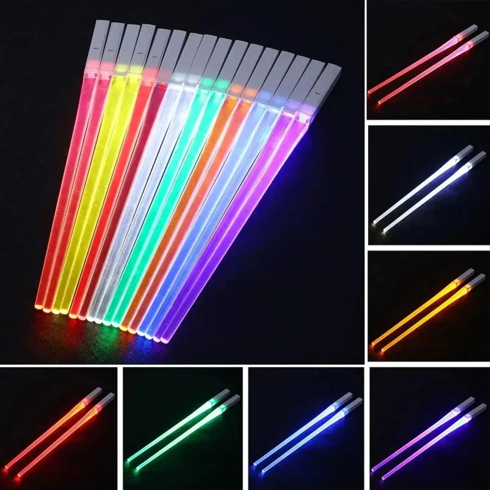 1 Pair LED Lightsaber Chopsticks Luminous Reusable Kitchen Light Up LED Chopstick Glowing BPA Free Food Safe Chopsticks led chopsticks