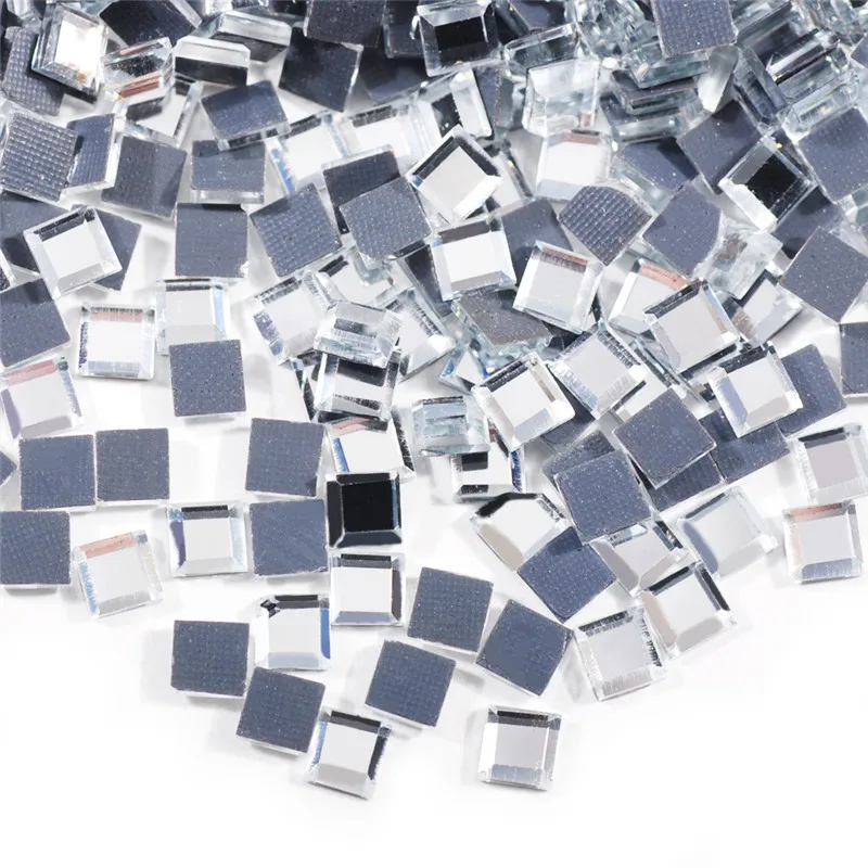

Hisenlee 4-5mm Colorful Mirror Square Bright Glass Crystals Rhinestones Strass Hotfix Iron Use On Fabric Garment DIY 4800Pcs