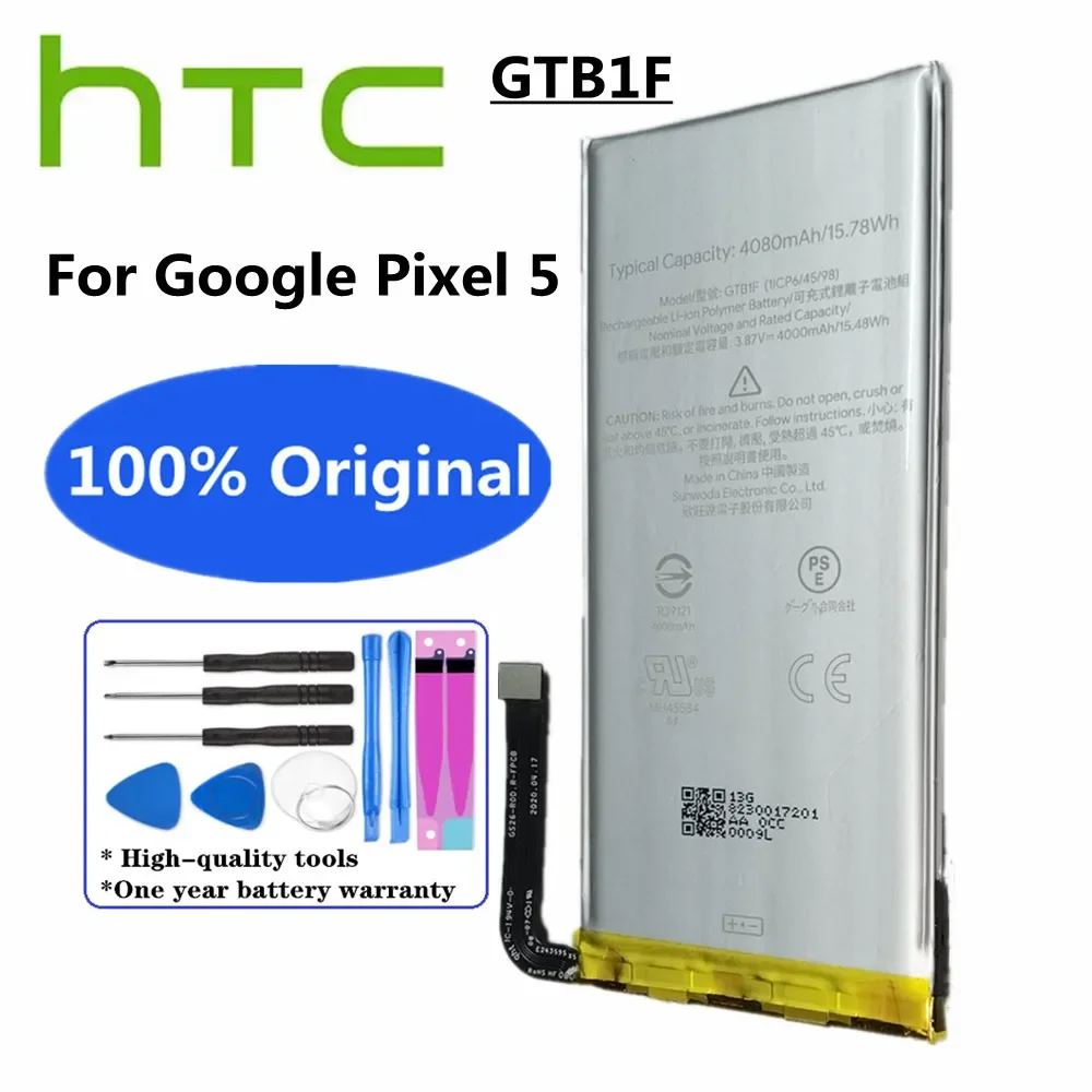 

100% Оригинальный аккумулятор GTB1F для Google Pixel 5 Pixel5 GD1YQ GTT9Q 4080 мАч стандартная батарея + Инструменты