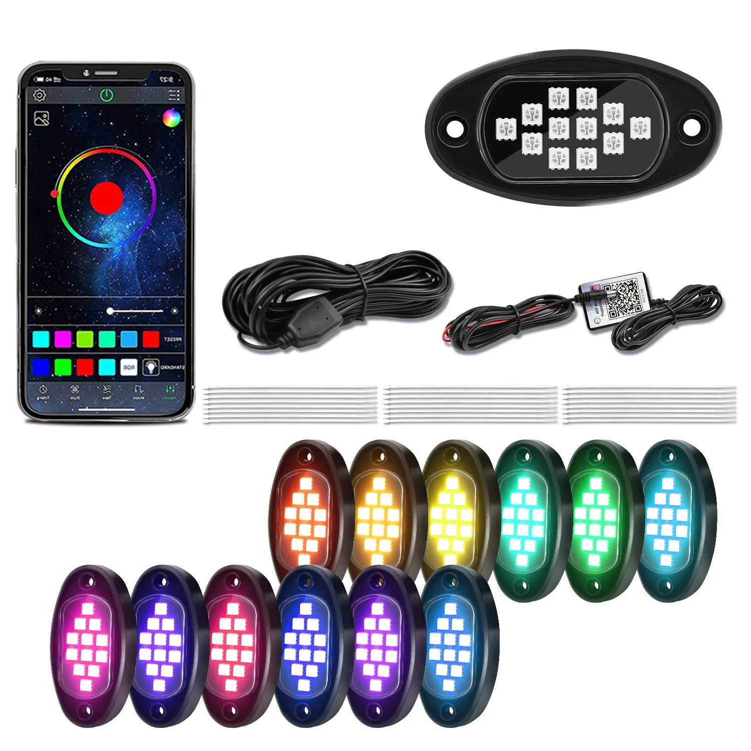 4/6/10/12 in 1 Pods RGB LED Rock Light PCB LED for Holding LED Decorative Chassi