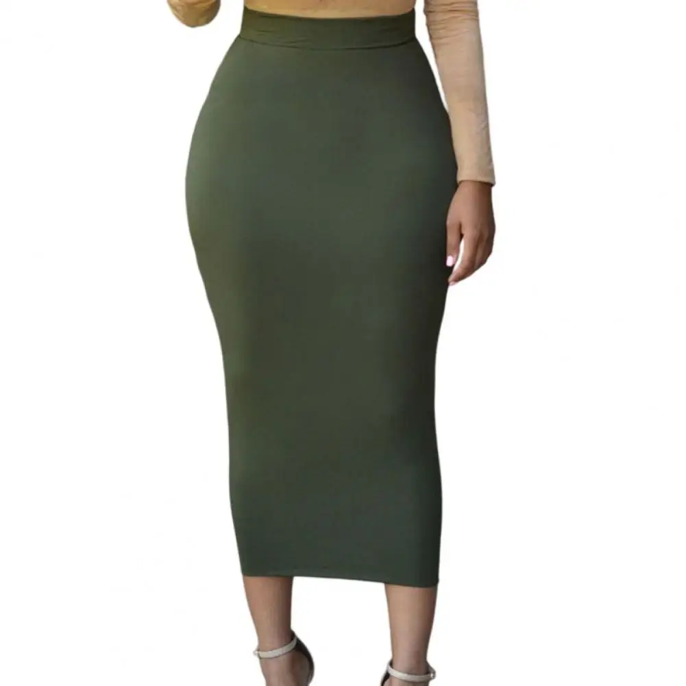 Jupe Crayon Pour Femme - Taille Haute En Laine à Carreaux - Longueur Genou Avec Fente Dos - Tissu Structuré - Couleur Vert - Taille L