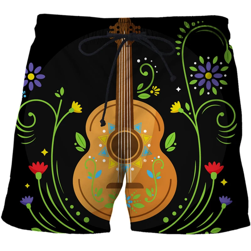 

2022 Musical instrument guitar Shorts Printed Swimwear New 3D Beach Shorts Men Women Casual Beach swim shorts Mens Sports
