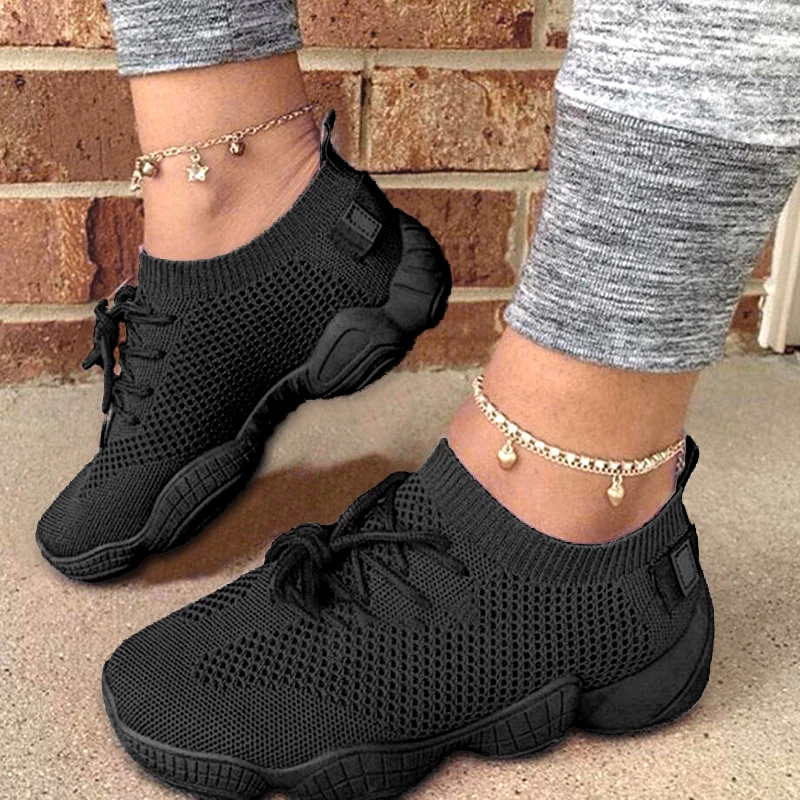 Summer Breathable Women Work Shoes Comfortable for Work Mesh Female Flat Shoes wedges Mujer Pisos Vulcanize Shoes Size 43 44 mesh breathable flying woven women s shoes 2021 summer new korean matching female student fitness shoes