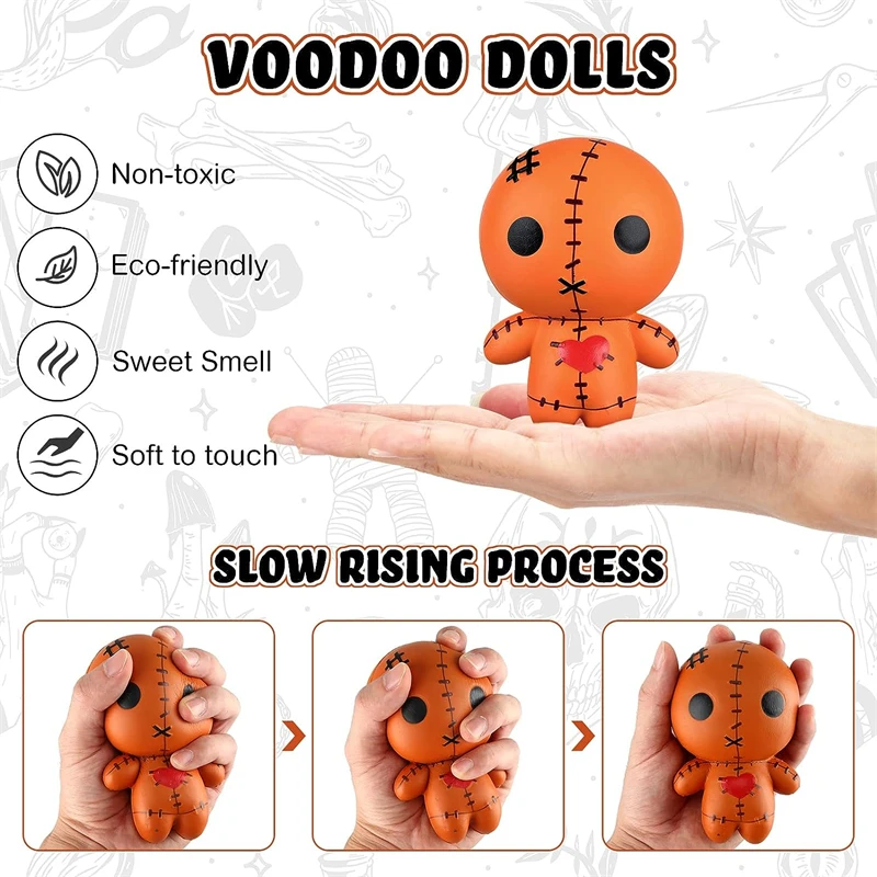 6 Color Voodoo Dolls Ghost Squishy Exquisite Horror Doll Slow Rising Scented Stress Relief Soft Toy For Halloween Christmas Gift