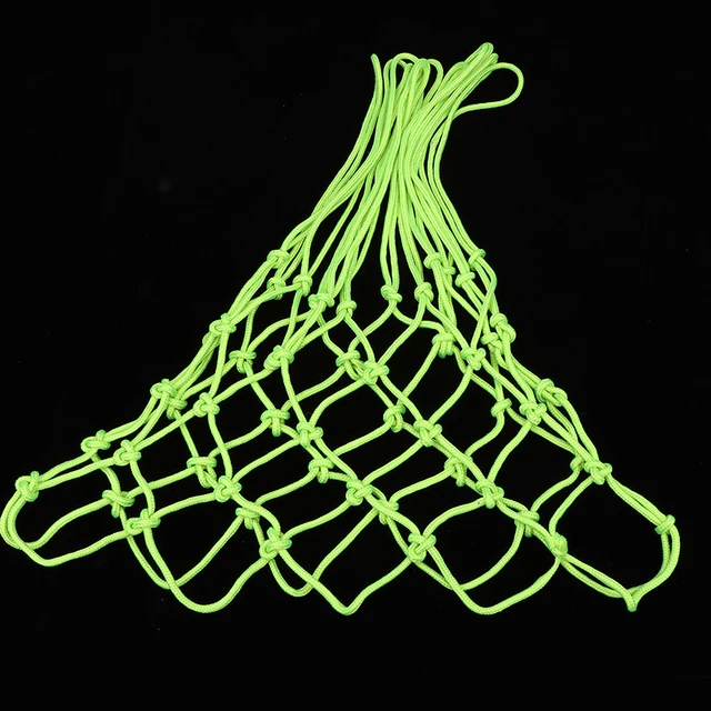 1Pc Glowing In The Dark Basketball Net Portable Durable Nylon Net Fluorescent Green Standard Basketball Sport Training Net