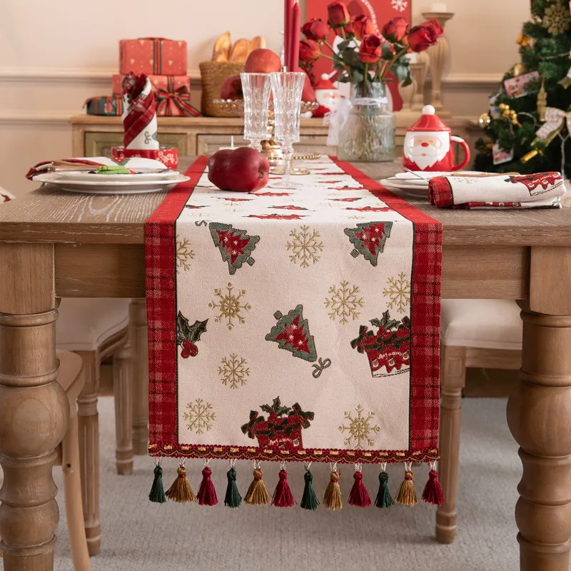 Table Runner 72|embroidered Jacquard Christmas Table Runner 72