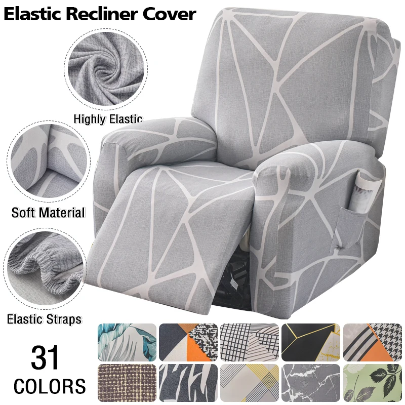 Recliner Slipcover Stretch Reclining Chair Slipcover 4 -Pieces Furniture Protector for Recliner with Pocket Lazy Boy Chair Cover