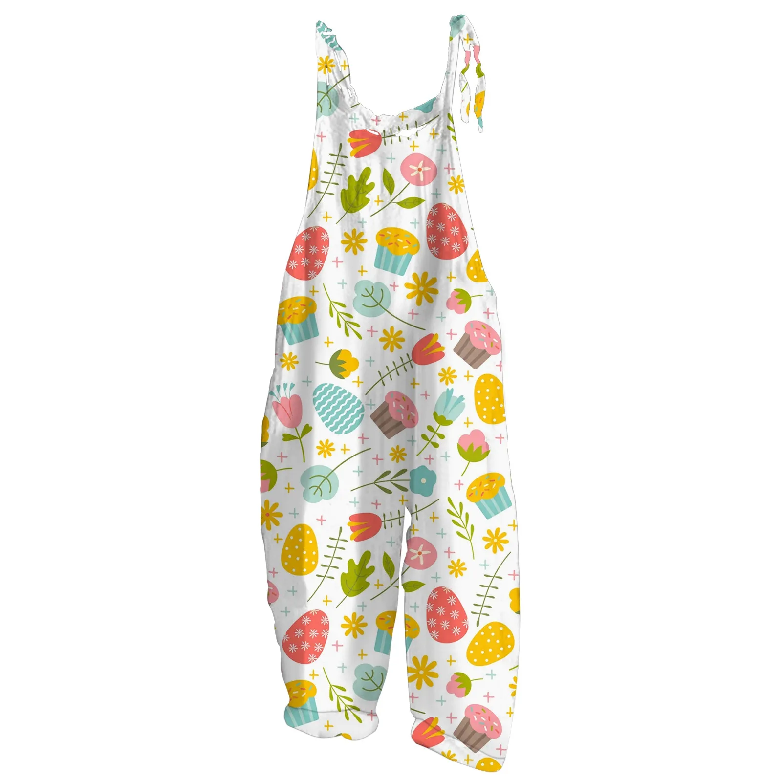 

Женский модный элегантный комбинезон с пасхальным принтом, повседневный Свободный комбинезон в стиле ретро с открытой спиной, одежда в официальном магазине