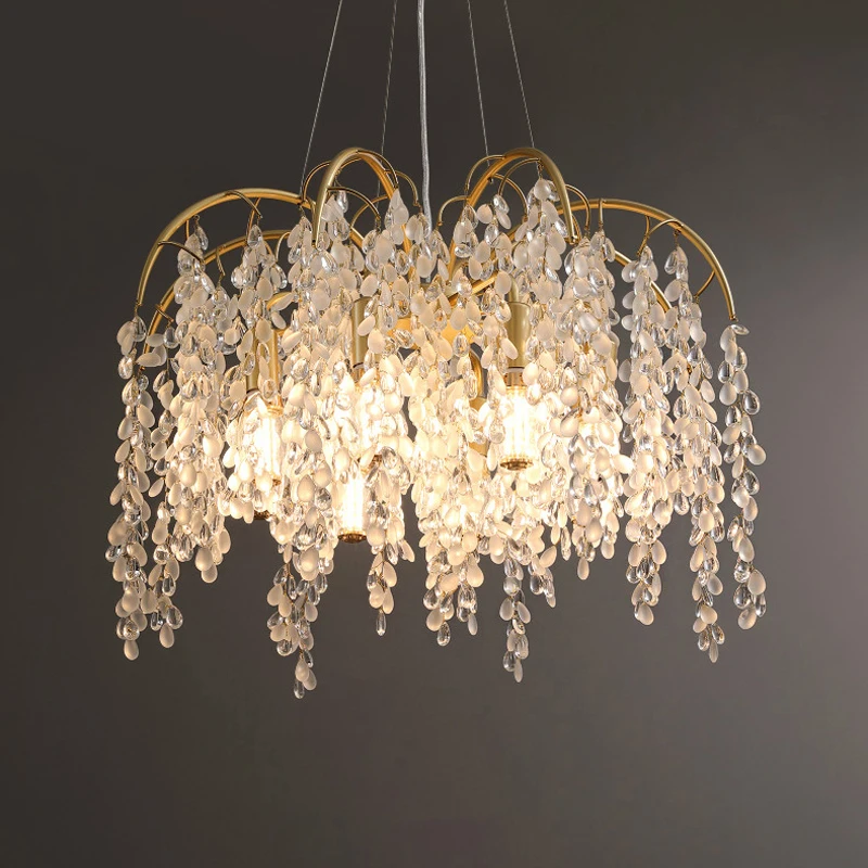 Modern Led Chandelier Ceiling Chandelier Luxury Living Room Indoor Crystal Lamp Golden Homeware Gloss