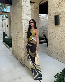 2025 New Luxury Design Women's Hollow Out One-piece Swimsuits And Skirt Geometry Print Sexy Bikini Fashion Beach Bathing Suit 1