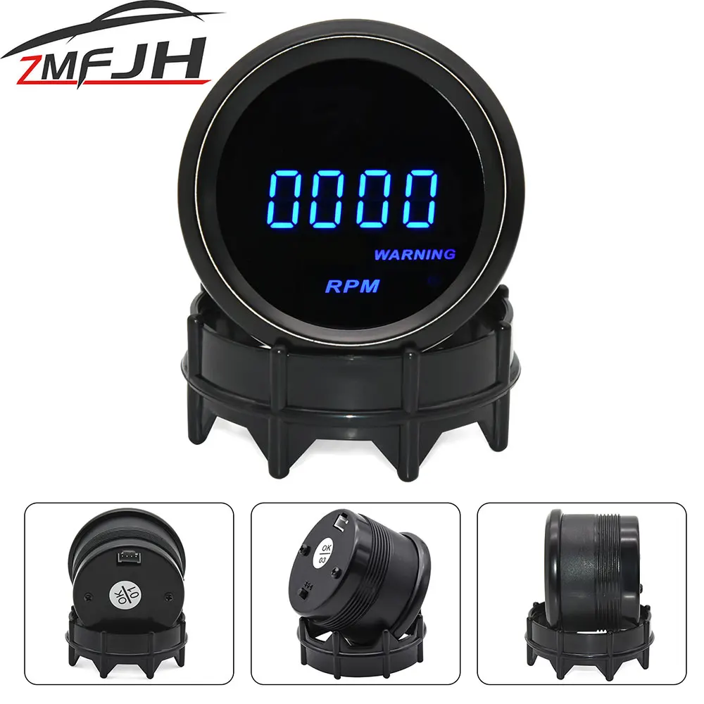Tachymètre Numérique 52mm 0-9999 Tr/min - Pour Voitures Essence 12V 4/6/8 Cylindres