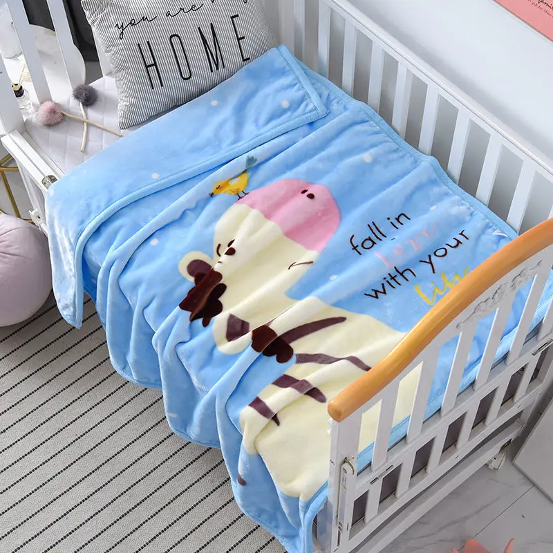 Spring Autumn Winter Plush Kindergarten Small Blanket Cartoon Animal Baby Blanket Newborn Double-layer Thickened Warm Rug