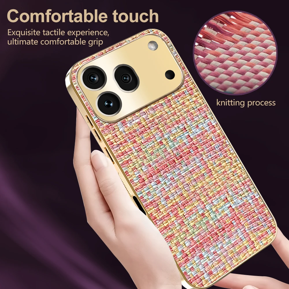 Electroplating Woven Texture Silicone Anti-Drop Shockproof Case