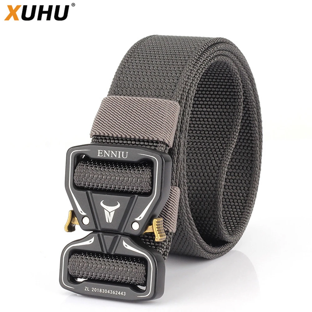 XUHU Tactical Belt Alloy Buckle Quick Release Elastic Belt Casual Nylon Tooling Training Belt Men Trousers Belt tactical belt magnetic buckle quick release elastic belt casual nylon work clothes training belt men s trousers belt