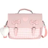 Japanese Backpack Bow Messenger Bag Student Checkerboard  Shoulder Bag For Teenagers Girls Backpack 5