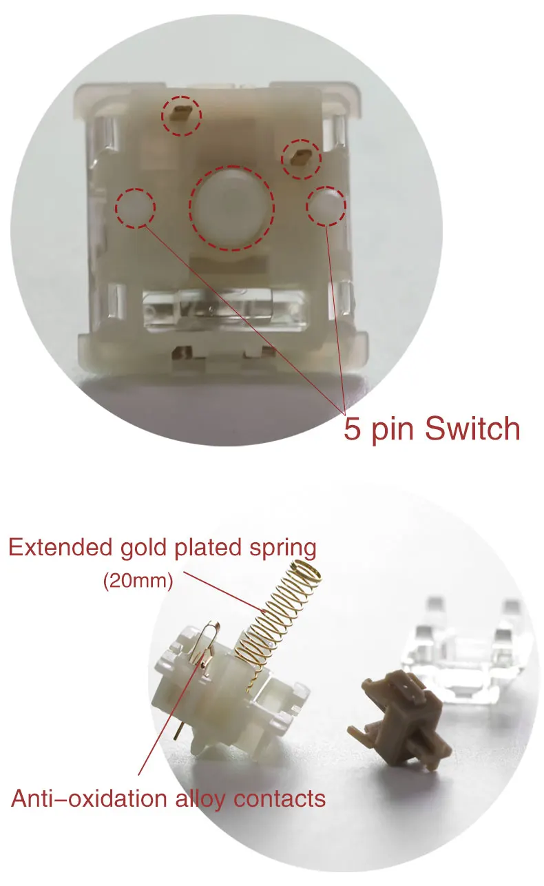 linear 55g 5pin pom material ouro-banhado a