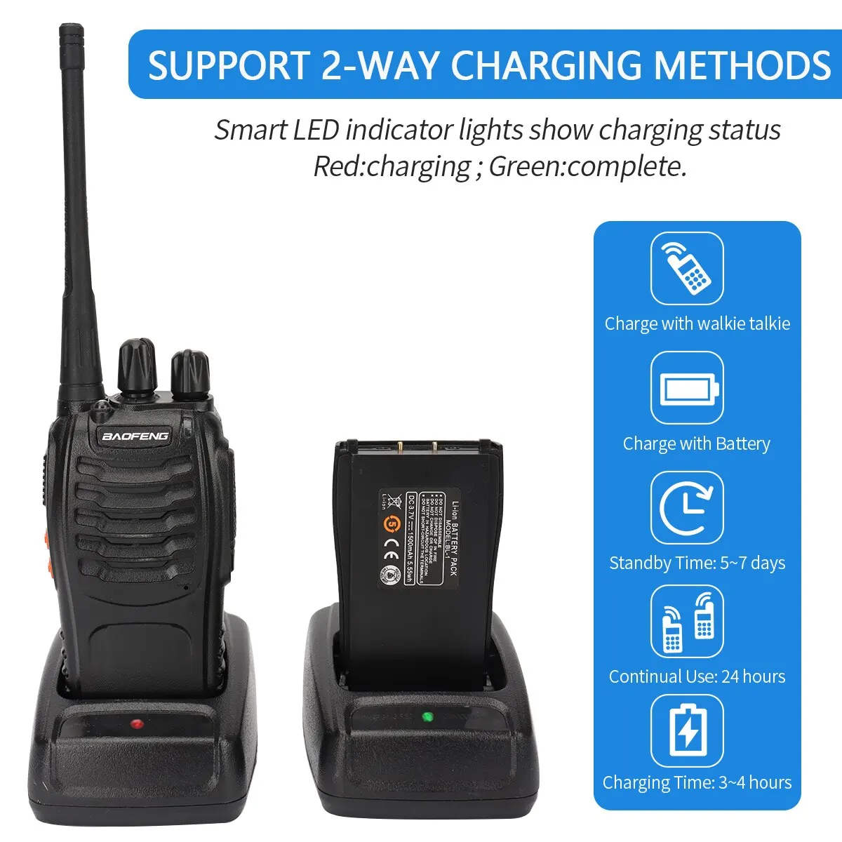 1/2 PCS Baofeng BF 888S Walkie Talkie UHF 400 470MHz 888s Long Range Two Way Ham Radios Transceiver for Hunting Hotel 4