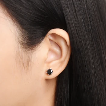 IOGOU Morden Real 1 Carat Black Moissanite Stud Earrings For Men 100% 925 Sterling Silver Black Earring Women Men Jewelry Gifts 5