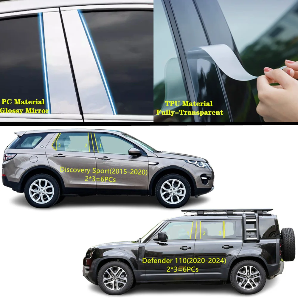 

For Land Rover Discovery Sport 2015-2020/Defender 2019-2024 Car TPU/Glossy Mirror Pillar Post Cover Door Trim Window Sticker