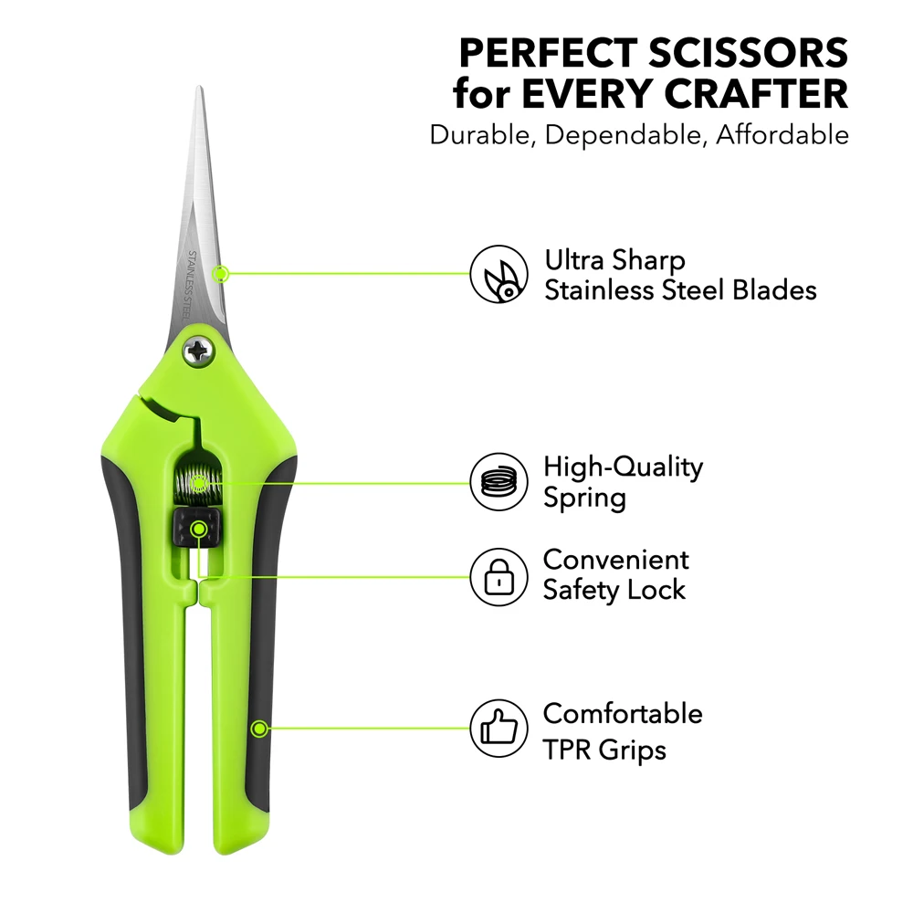 Craft Scissors Spring-Loaded Blades Multi-use Ergonomic Spring-Action For Scrapbooking Cardmaking Cutting