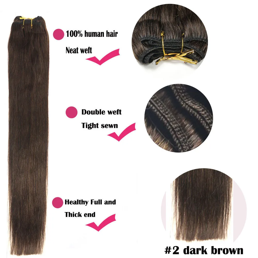 Chocola Straight 100% Real Human Hair Weft Bundles Extensions 100g/Pcs 16\