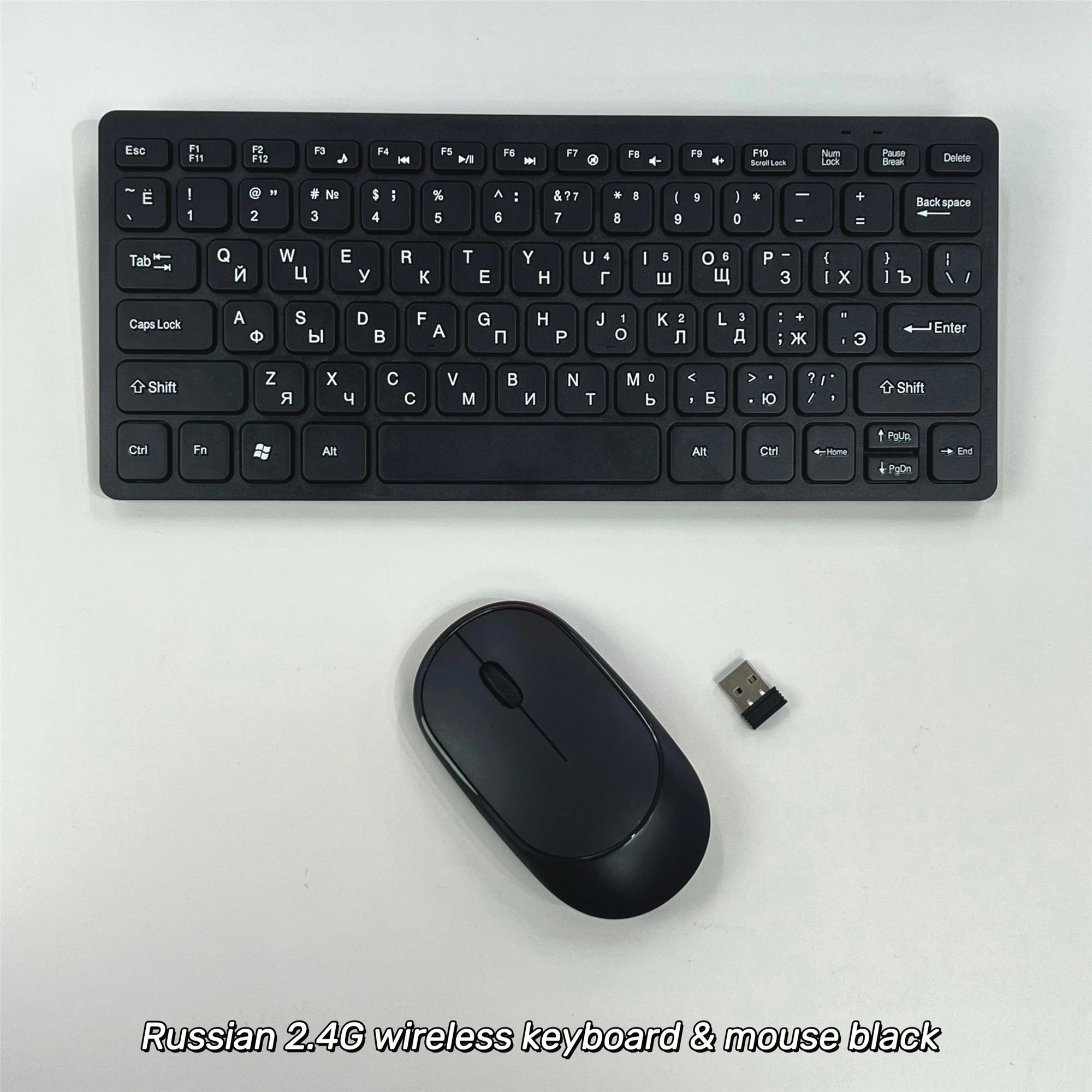 مجموعة لوحة مفاتيح وماوس لاسلكية 2.4G روسية محمولة...