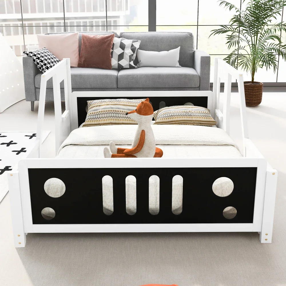 Twin Size Classic Car-Shaped Platform Beds Wheels,Blue Car Bed for Kid Children Beds Kids Beds for Boys,Bed for Girls Furniture 6