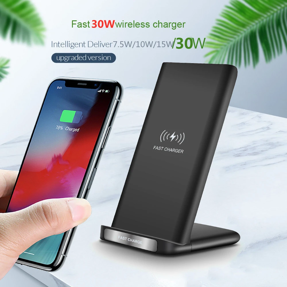 wireless charging stand 30W Qi Wireless Charger Stand Fast Charging Dock Station For iPhone 12 11 Pro X XS Max XR 8 Samsung S20 S10 Xiaomi Phone Holder fast wireless charger