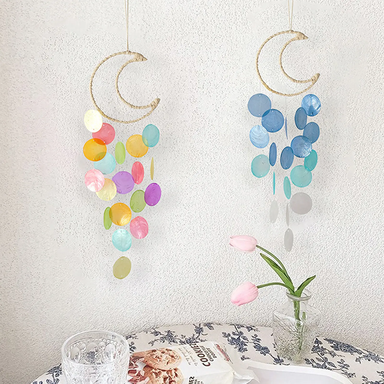 100pcs 라운드 쉘 펜던트 천연 장 걸이 장식품 만들기 참 DIY 윈드 차임 귀걸이 장식 키체인 쉘